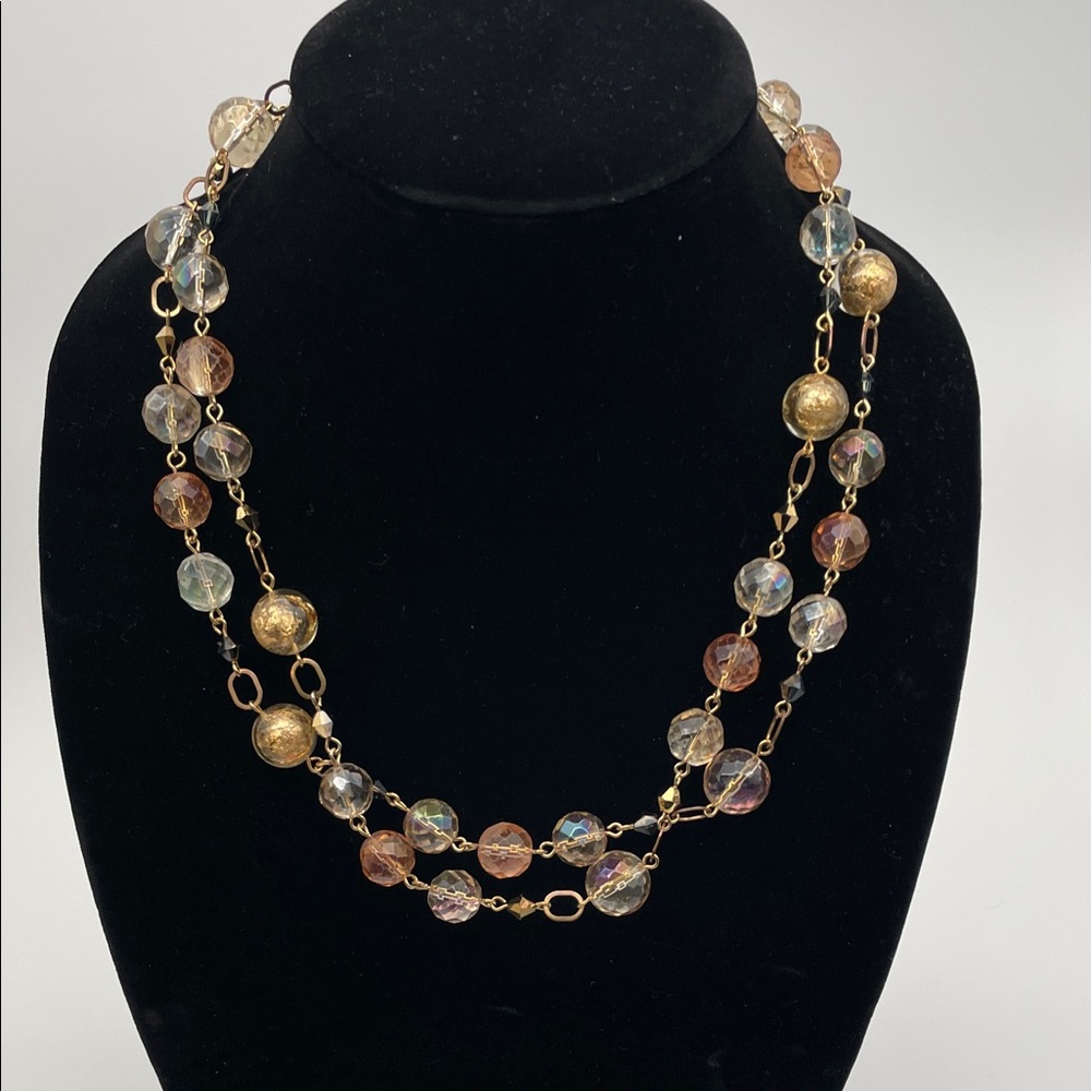 Champagne Gold Foil Multicolor Beaded Necklace